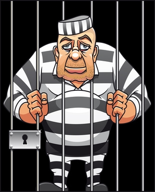 Captured danger prisoner in cartoon style for justice design