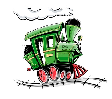 green retro cartoon locomotive